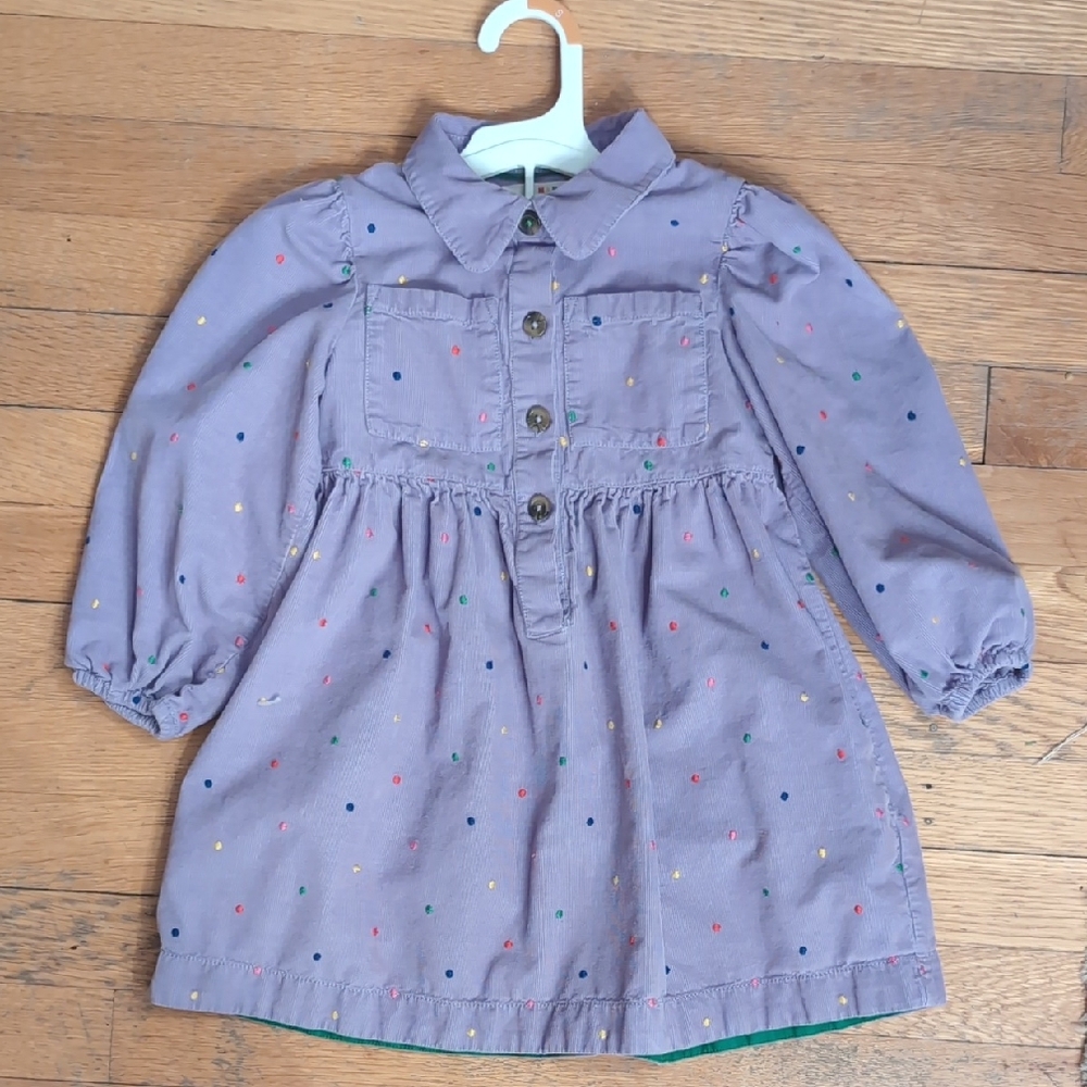 Mini Boden Purple Dress with Multicolored Dots
